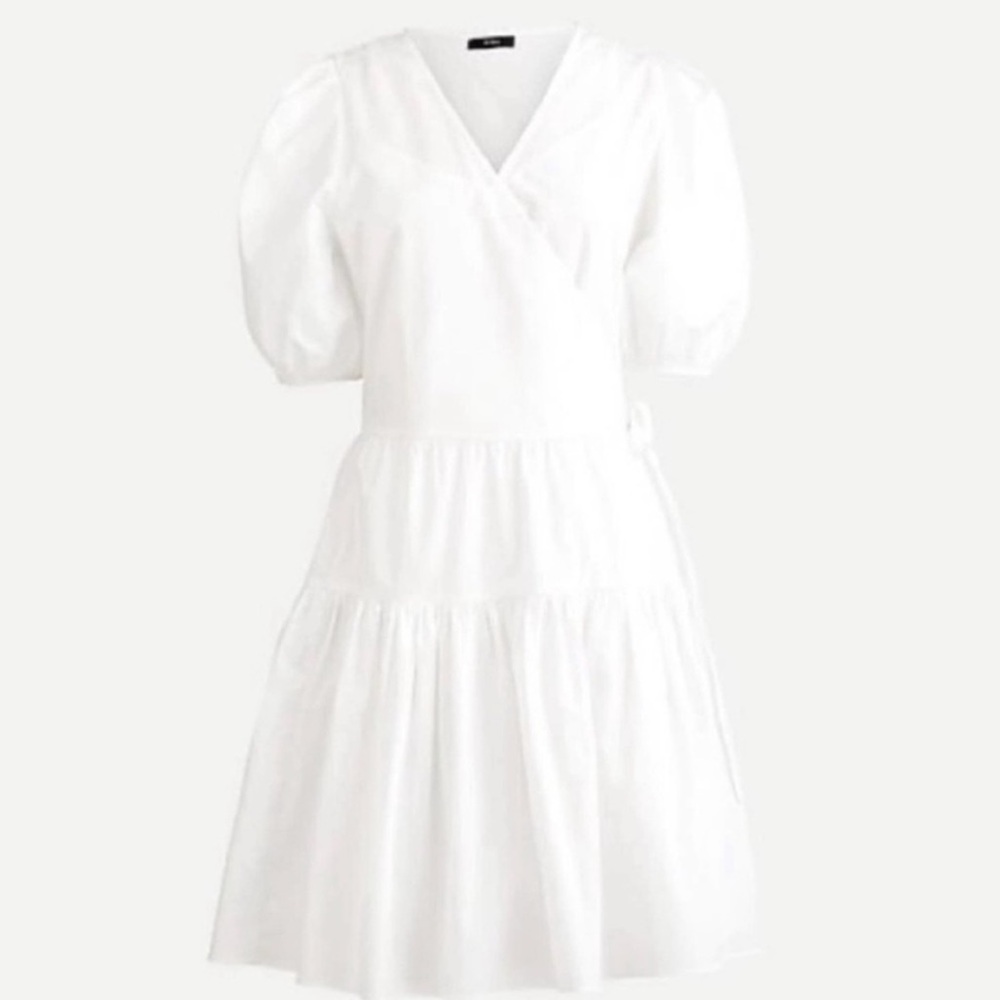 J.Crew Puff-sleeve cotton poplin wrap dress